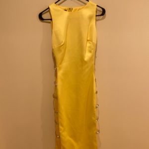 HouseofCB yellow midi rhinestone dress